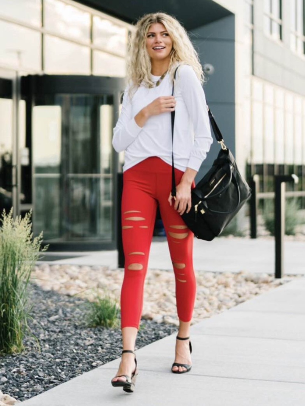 ZYIA Red Slash Luxe Leggings